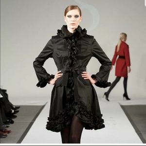 NWT Samuel Dong Black ruffle coat size small